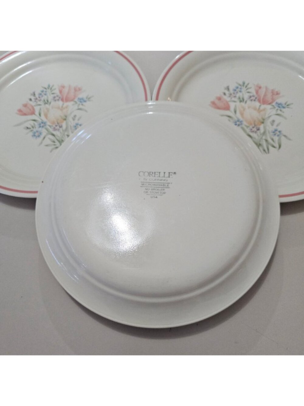 3 Corelle French Garden Luncheon Plate 8.5" vintage flower Corning USA 1980s - Picture 4 of 8